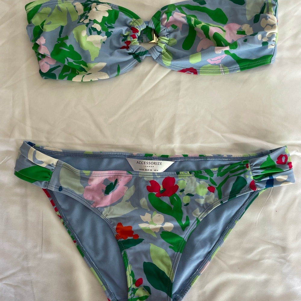 Accessorize Floral Blue Bikini Set